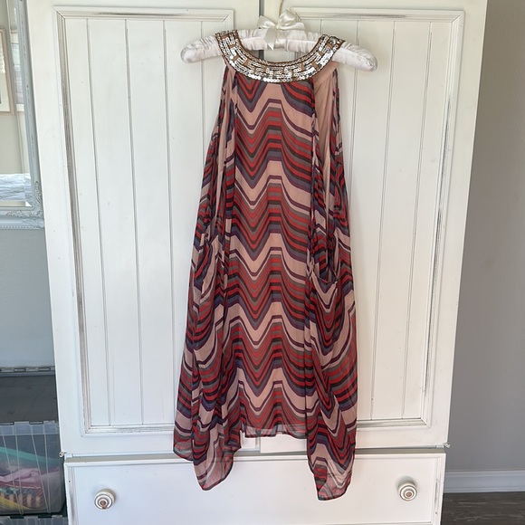 Flowy Free People Dress with sequin neckline, size Large - Picture 4 of 6